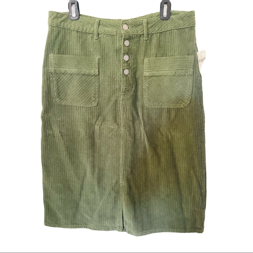 Anthropologie- Pilcro NWT Green corduroy skirt